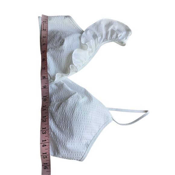 Vineyard Vines White Seersucker Ruffle Bikini Top Size L - Picture 8 of 10